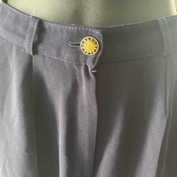 Rober Navy Blue High Waisted Dress Shorts With Gold Beaded Hem - Picture 2 of 10